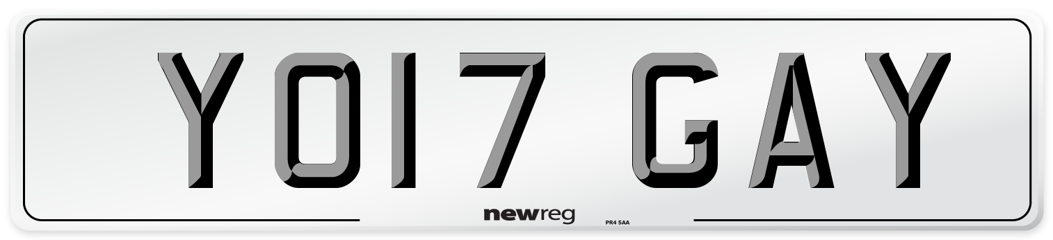 YO17 GAY Number Plate from New Reg